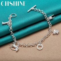 승마부츠 여성 남성 말 남녀공용 신발 승마부츠 CHSHINE-925 스털링 실버 말 구두 부츠 펜던트 팔찌 여성용, 01 20cm