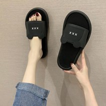 흑백 바둑판 슬리퍼 체커 보드 푹신한 바닥 비치 샌들 실내화 학교 사무실 키높이 통굽 귀여운 스타일