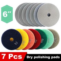 6 인치 다이아몬드 연마 패드 150mm 건식 및 습식 연마 화강암 대리석 엔지니어 스톤, 01 Grit-1500