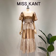 미스칸트 시어서커 배색 프릴 반팔 원피스(KEOPM409)