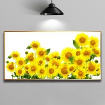 화색갤러리 풍수 인테리어 와33 해바라기 그림 액자 프리미엄 캔버스천으로 인화, 골드무광