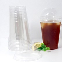 투명 플라스틱컵10개 450ml 16온스 테이크아웃 커피잔 태이쿠아웃 포장 음료 용기 카페 일회용 커버컵 덮개, 기본, 기본