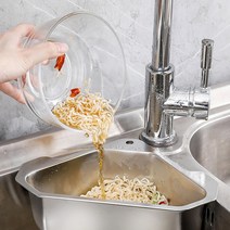 듀라맥스 싱크대 코너 삼각 스텐 음식물 쓰레기통 음쓰통 잔반처리