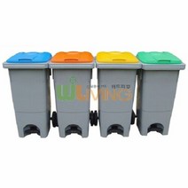 오너클랜 분리수거함(HDPE) (다용도함120L/페달형), 노랑/스치로폼