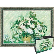 퍼즐피플 학산 명화 직소퍼즐 1000피스, 붉은 장미가 있는 꽃병 1014P 액자포함(엔틱그린), 1014p, 퍼즐유액 포함