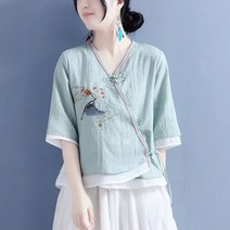 BestStar 여름 공용 v넥 7부 흰색 상의 생활한복 개량한복