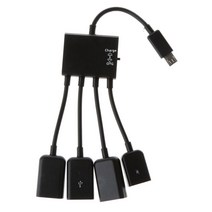 4in 1 마이크로 USB 데이터 충전 OTG 허브 케이블, 190x70x10mm, PVC, 블랙