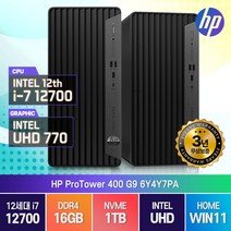 HP 프로타워 400 G9 6Y4Y7PA 12세대 i7-12700 윈11홈 프로 사무용 데스크탑, 16GB, 1TB, WIN11 Home