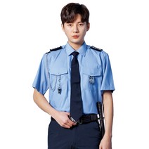유니보스 UBS681 경비복 반팔 여름 하계 근무 셔츠 스카이블루, 115, 사이즈:115