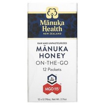 마누카 헬스 Manuka Health 꿀 휴대용 MGO 100＋ 12팩 각 5g(0.176oz) US 직배송, 1PACKAGE, 상세참조