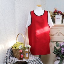 (주)더해피 가정 미술 미용 수예 카페 업소 손님용 핸드메이드 앞치마 모음, 원피스형 앞치마-레드