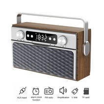 자작스피커 우드 나무 인테리어 레트로 스피커 무선 bluetooth-compatible5.0 베이스 야외 스테레오 사운드 박스 fm 라디오 지원 tf 카드가 있는 빈티지, 활기 없는
