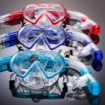 비앤드 BN505 스노클링세트 강화유리 9세~성인 1+1, 블루+레드