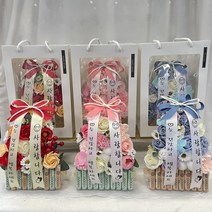 [꽃사자플라워][무료배송] 용돈미니화환 비누꽃 [미니화환 + 쇼핑백 세트], [레드], 기본형