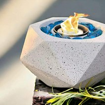 화덕 테이블 탑 - 테이블 탑 화덕 실내 및 실외 - 소형 콘크리트 화덕 볼 - 캠핑 벽난로 - 미니 화덕 불꽃 - 화덕 (화이트), White