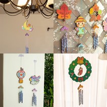 [바이위즈] 나무 풍경 튜브벨 만들기 우드 DIY 공예 색칠 놀이 종 돌봄 교실 우드 공예 어린이 인테리어 소품 현관 문, 튜브벨(돛단배)+스티커선물