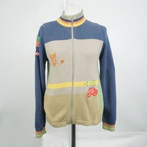OILILY 하이넥 집업가디건 네이비베이지 (여성 S)