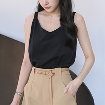 흰색 슬링 조끼 여성용 여름 얇은 올 매칭 v넥 보터밍 셔츠 넉넉한 내부 착용 겉옷 민소매 쉬폰 탑