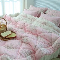 단잠 애슐리 60수아사면 순면패드 양면패드 침대패드 Q, 차렵이불, 핑크