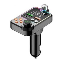 차량용 무선 카팩 자동차 블루투스 5.0 FM 송신기 빠른 충전 마이크 하나의 키베이스 Mp3 플레이어 듀얼 스크린 디스플레이 오디오 액세서리, [01] Black