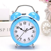 심플금속 오버사이즈 소리가 떠들썩하다 벨 테이블시계 침대머리 야광 학생용 애니메이션 전용 소음방지 침실 2600792933, 미니 사이즈 3인치 블루