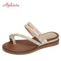 Aphixta웨지 샌들 여자 라인석 슬리퍼 여름 모디스 가죽 스탈 신발 Babouche 블링 신발126931