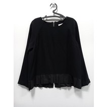 블루드레스 블랙 주름 지퍼 블라우스 5566 (1004897)