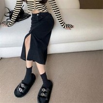 롱청치마 코디 데님 플리츠 스커트 세련된 빈티지 스타일리시 캐주얼 플레인 플로어 롱 Y2k 블랙 여성 친화적인 청바지 소녀 스타일