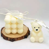 오브제 필라캔들 큐브 곰돌이 우드코스터 3종 세트, 일랑49