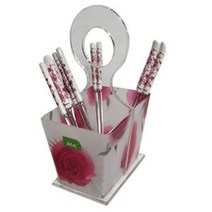 아크릴 한지 2칸 수저통 (대)홍장미 포크 젓가락 정리