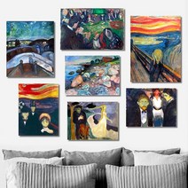 셀러허브 뭉크 명화 그림 인테리어 액자 8종 40호 100x73cm, 7. 절규／프레임액자(검정)