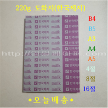 [ 한국제지 ] 220g 켄트지 도화지 / 4절 5절 8절 16절 A3 A4 A5 B4 B5 / 100장 / 전문가용 미술용지, 4절 100장