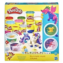 Play-Doh 매직 스파클 팩 스파클 슈퍼 쉬머 및 메탈릭 모델링 컴파운드 15캔 포함