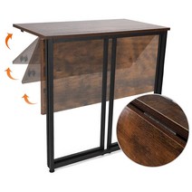 사이드 폴딩 접이식 테이블 드롭리프 침대옆보조식탁다용도테이블 노트북책상, 우드