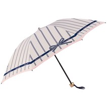 [랑방 온 블루] MOONBAT(문밧트) LANVIN en Bleu(랑방 온 블루) 울리 새틴 프린트 스트라이프 리본 접는 우산 우산 퀵 아치 레이디스 선물 선물 21-084-10748-02-21-5 ㎝