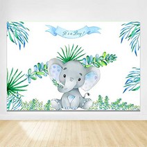 Felizotos It’s a Boy Elephant Baby Shower Backdrop Tropical Baby Boy Shower Party Background Little, 1