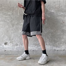 매드 배색 이중반바지