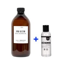 [맑을담] 소독용 에탄올 식물성 에탄올 에틸알코올84% 1L 손세정제증정, 에탄올+피톤겔 프레스타입120ml