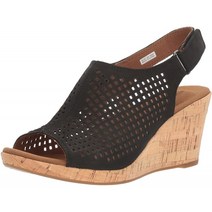 Rockport 여성용 Briah Perf Sling Wedge Sandal Black Nubuck 7.5 Wide US