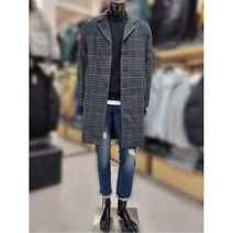 [W몰 톰스토리] T199M-6915A18U4 테일러드 오버핏 타탄체크 모직 코트