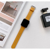 NUBASE 애플워치 8 호환 레트로 앱송 가죽 스트랩 싱글투어 + 필름 1P (41/45/49mm), 49mm, 감귤