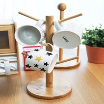 튼튼한 대나무 트리형 머그컵 컵걸이 잔걸이 꽂이, 1개