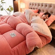 천연양모이불 따뜻한 겨울 양모 벨벳 이불 두꺼운 플란넬 및 양면 담요 3.5kg 침대