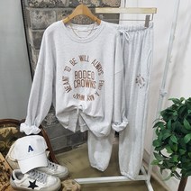 상상그이상 여성용 국내제작 로데오세트 촉감좋은 보풀없는 부드러운 특양면 소재 자수 레터링 줄어듦 없는 트레이닝 세트 밴딩 조거팬츠 간절기 변형없는 운동복 키작녀코디