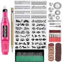 금속 각인기 레이저커팅기 108pcs 조각 도구 키트 전기 유선 마이크로 조각사 에칭 펜 플라스틱 유리 다이아몬드 나무 돌에 대 한 diy 로타리 도구, 미국 플러그 핑크