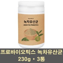프로바이오틱스 프리바이오틱스 프락토올리고당 장건강 유산균 분말 녹차 식물성 락토바실러스 유해균억제 장내유익균 먹이 종균 장에좋은 어린이 가족 대용량, 3통, 230g