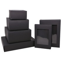 6Pcs 크 래 프 트 종이 쿠키 사탕 상자 PVC 창 결혼식 크리스마스 선물 포장 장식 생일 파티 용품, 02 black_04 12.5x8.5x1.5cm