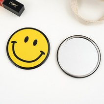 코메샵 스마일 손거울 휴대용 9cm 원형 미니거울, 1개