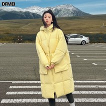 겨울 클래식 코디 심플 기모 롱 패딩 여한국판 루즈핏 캐주얼 면코트