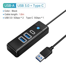 호환 ORICO 4포트 USB 3.0 허브 5Gbps 고속 다중 유형 C 분기 슬림 OTG, CHINA_USB3.0 C 180cm USB A